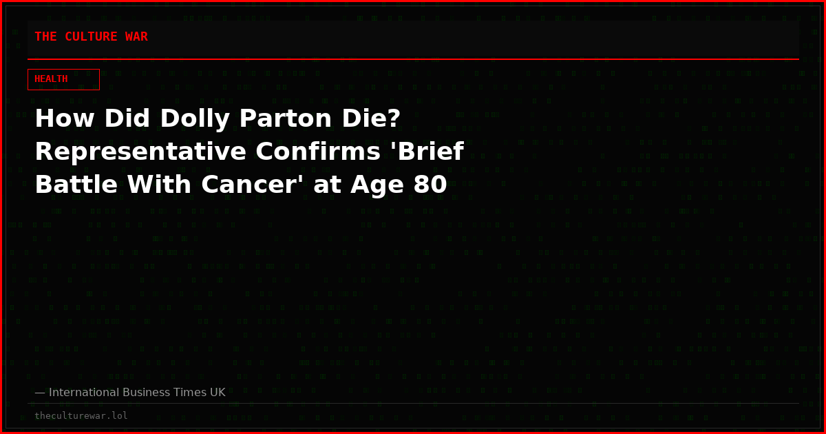 How Did Dolly Parton Die? Representative Confirms 'Brief Battle With Cancer' at Age 80