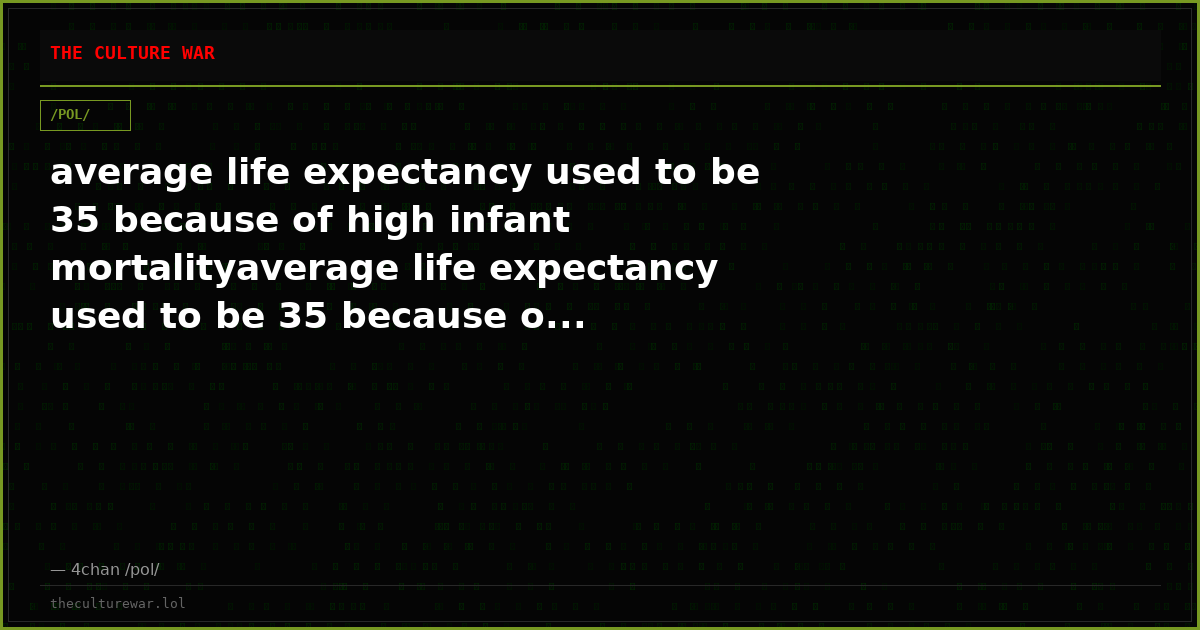 average life expectancy used to be 35 because of high infant mortalityaverage life expectancy used to be 35 because o...