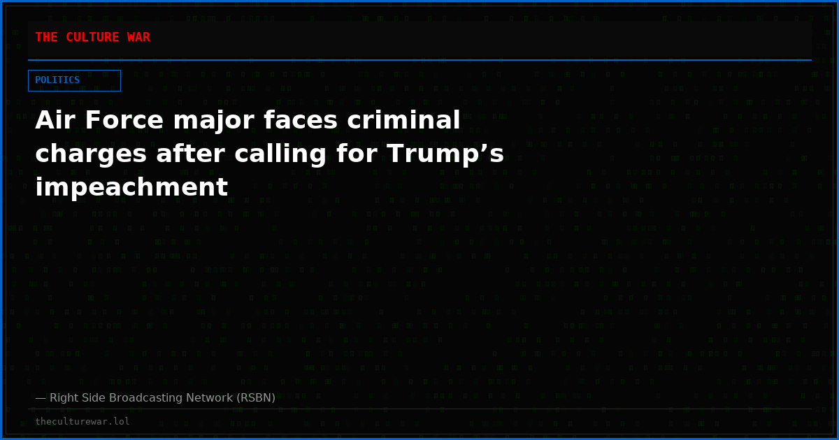 Air Force major faces criminal charges after calling for Trump’s impeachment