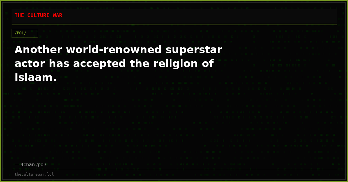 Another world-renowned superstar actor has accepted the religion of Islaam.