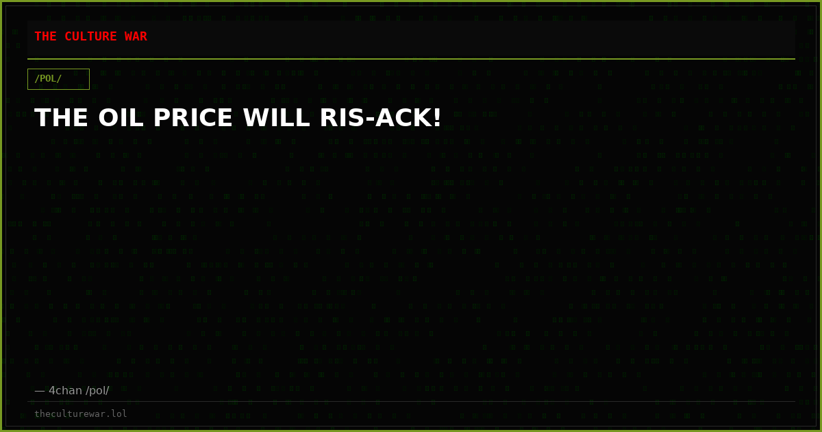 THE OIL PRICE WILL RIS-ACK!