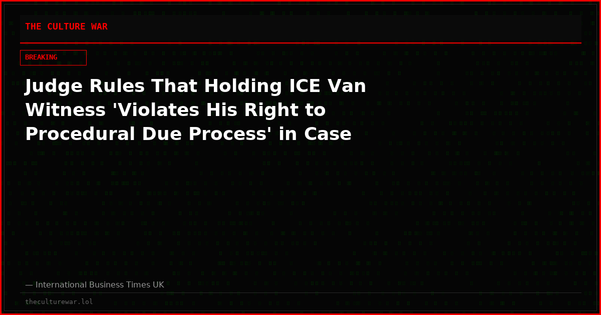 Judge Rules That Holding ICE Van Witness 'Violates His Right to Procedural Due Process' in Case