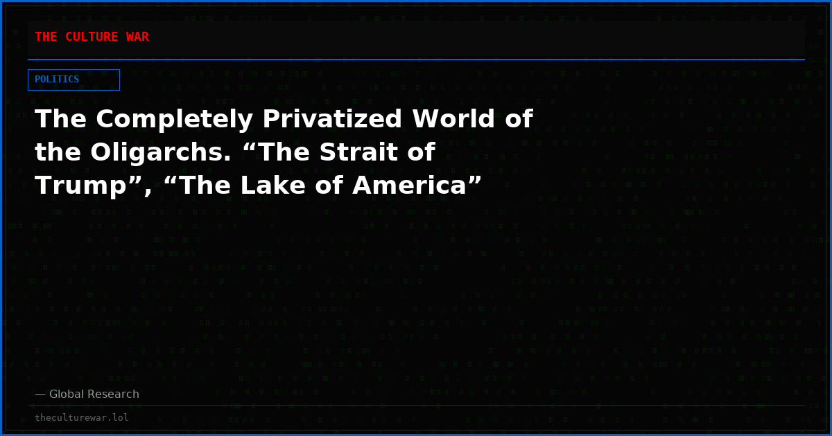 The Completely Privatized World of the Oligarchs. “The Strait of Trump”, “The Lake of America”