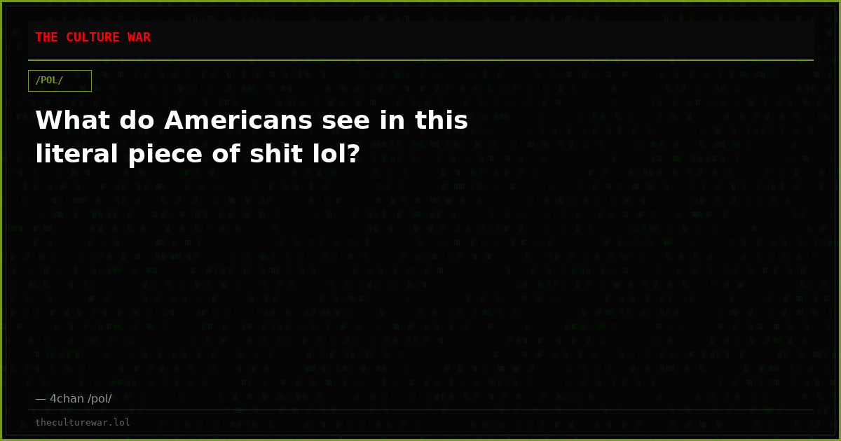 What do Americans see in this literal piece of shit lol?