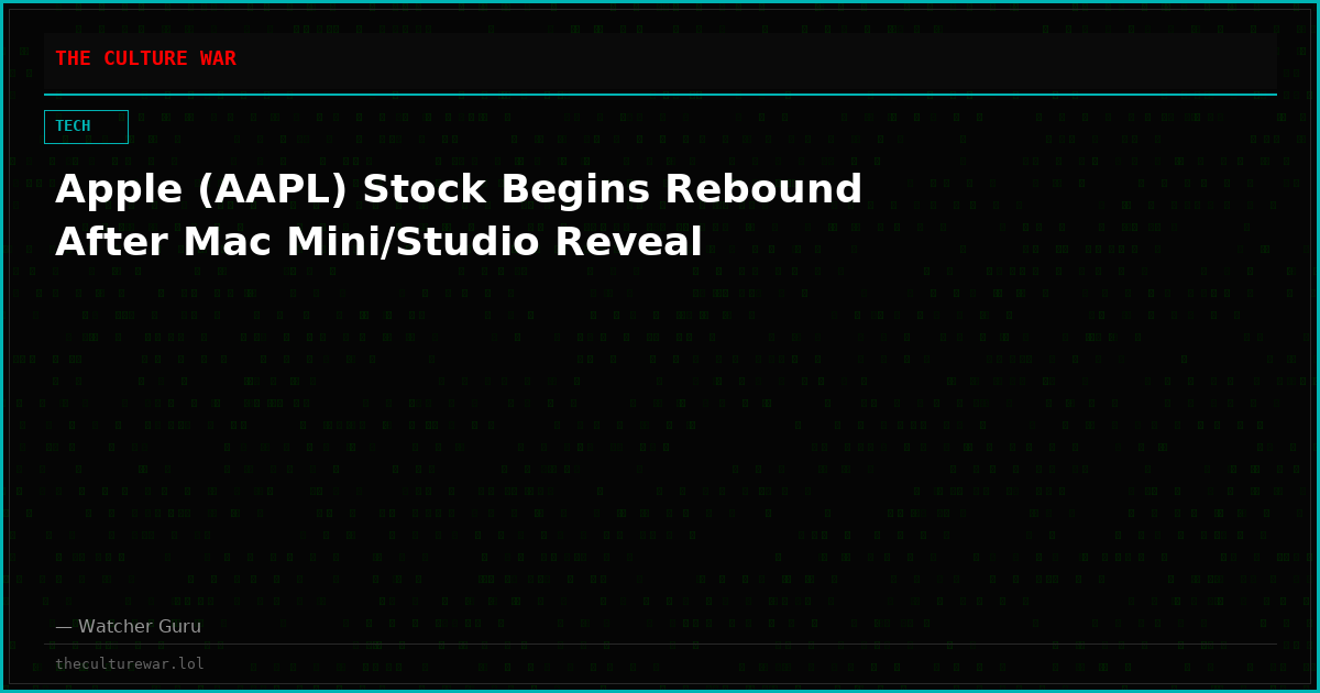 Apple (AAPL) Stock Begins Rebound After Mac Mini/Studio Reveal