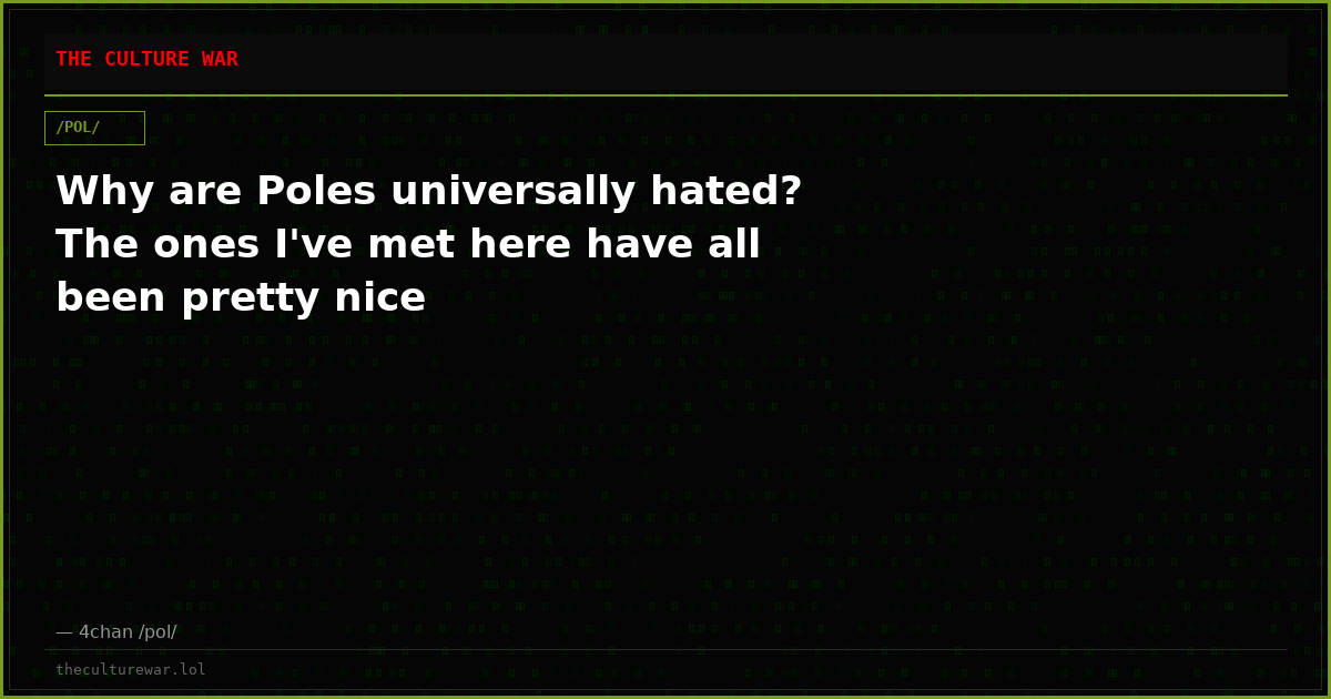 Why are Poles universally hated? The ones I've met here have all been pretty nice
