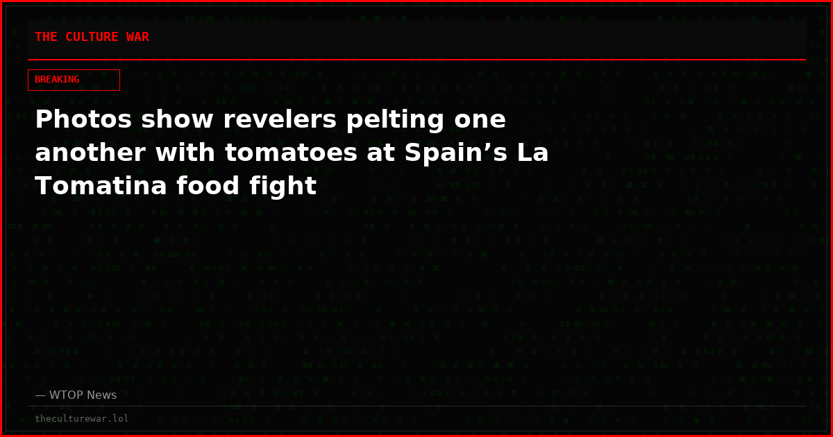 Photos show revelers pelting one another with tomatoes at Spain’s La Tomatina food fight