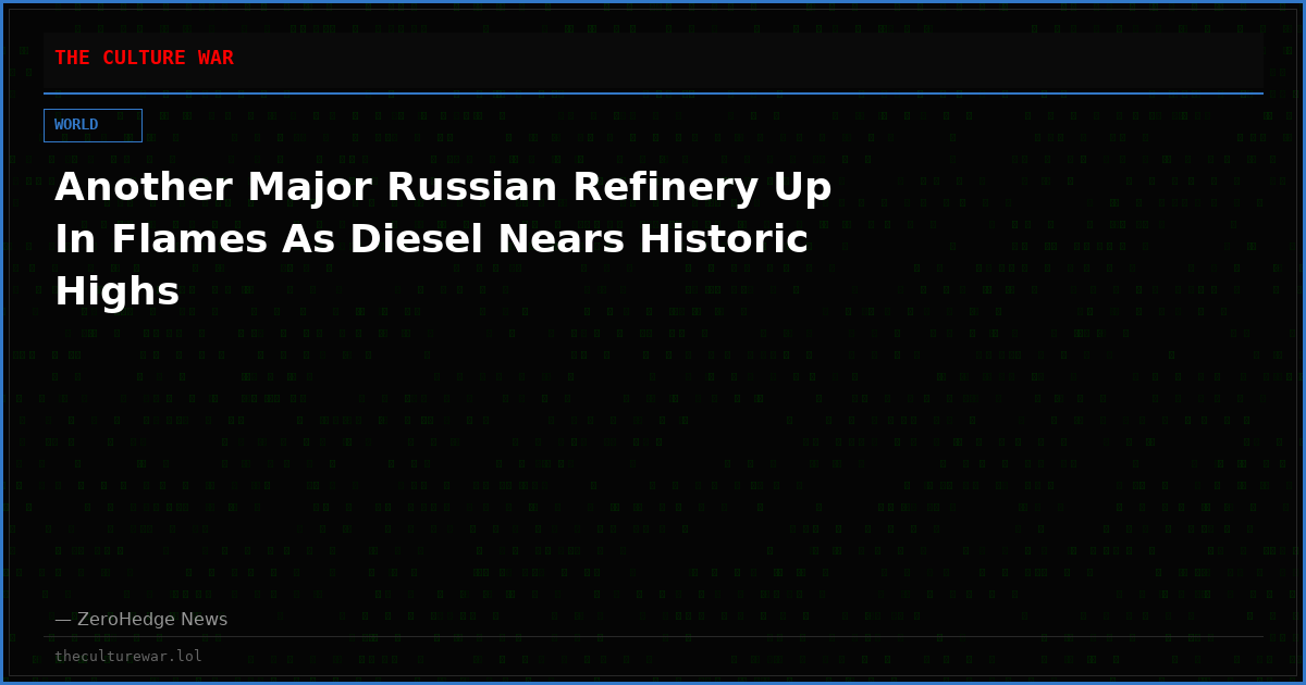 Another Major Russian Refinery Up In Flames As Diesel Nears Historic Highs