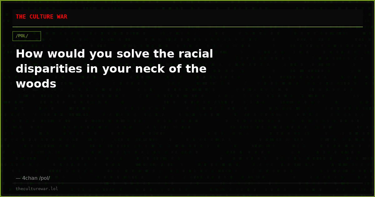 How would you solve the racial disparities in your neck of the woods