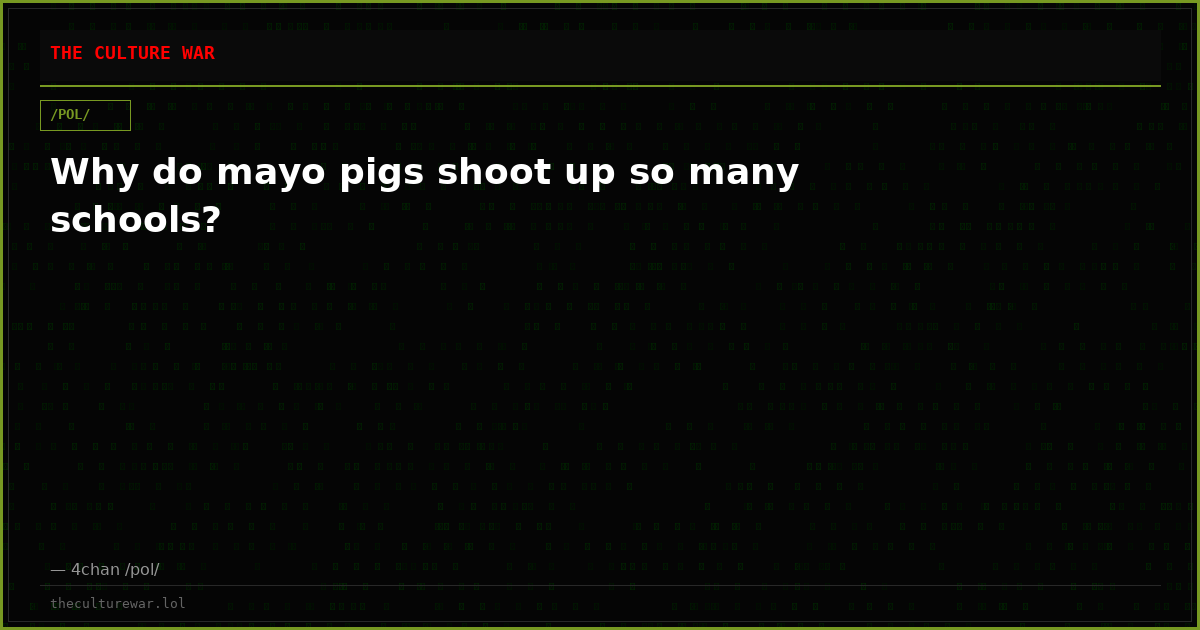 Why do mayo pigs shoot up so many schools?