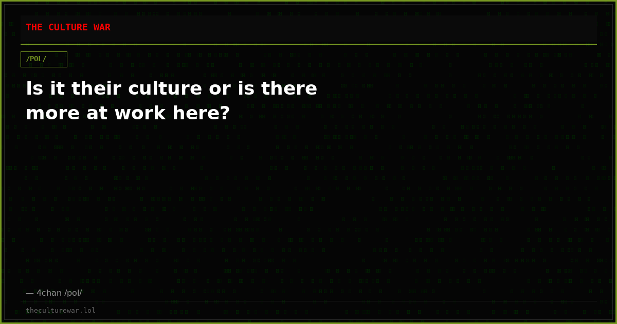 Is it their culture or is there more at work here?