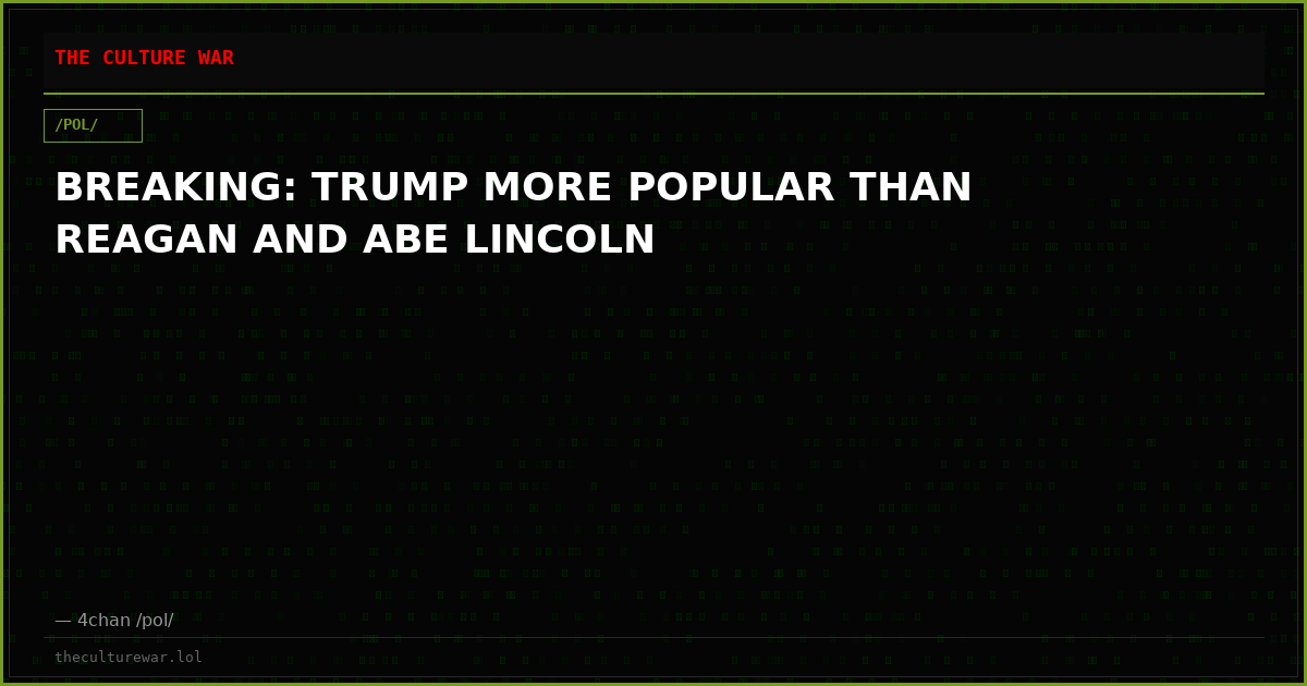BREAKING: TRUMP MORE POPULAR THAN REAGAN AND ABE LINCOLN