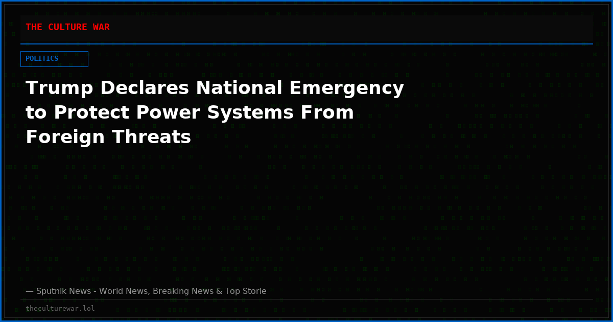 Trump Declares National Emergency to Protect Power Systems From Foreign Threats
