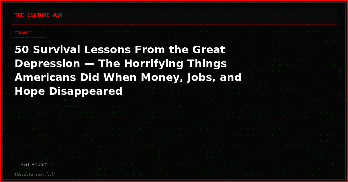 50 Survival Lessons From the Great Depression — The Horrifying Things Americans Did When Money, Jobs, and Hope Disappeared