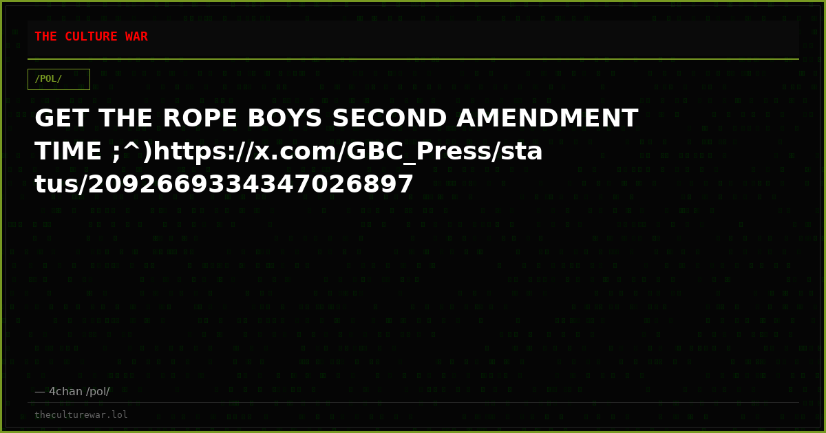 GET THE ROPE BOYS SECOND AMENDMENT TIME ;^)https://x.com/GBC_Press/status/2092669334347026897