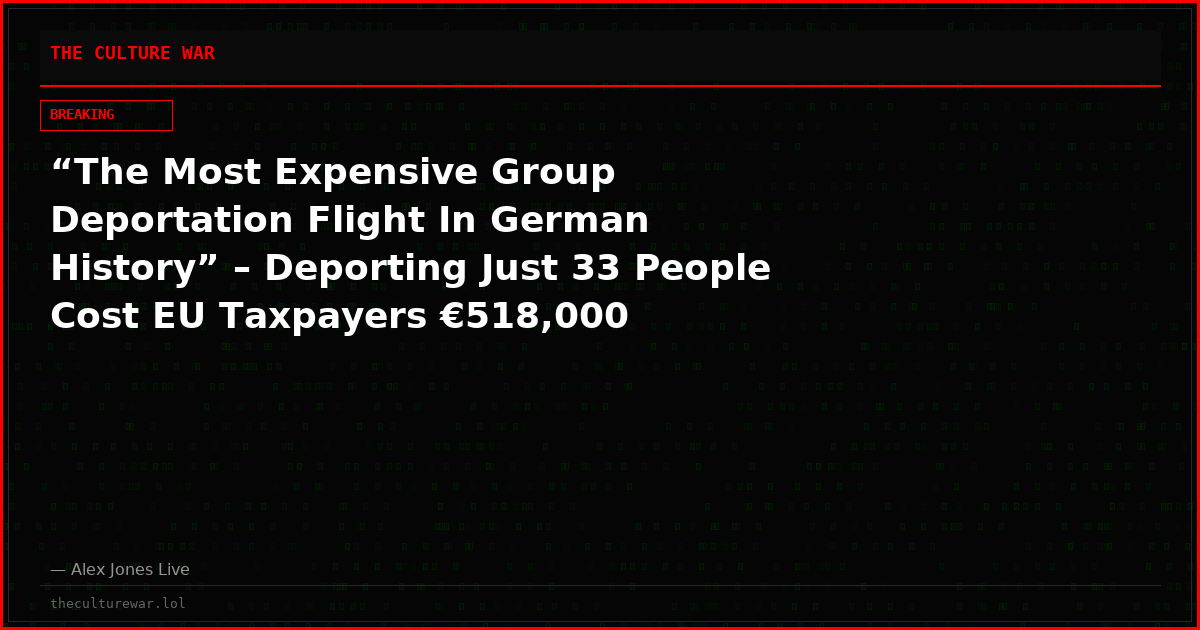 “The Most Expensive Group Deportation Flight In German History” – Deporting Just 33 People Cost EU Taxpayers €518,000