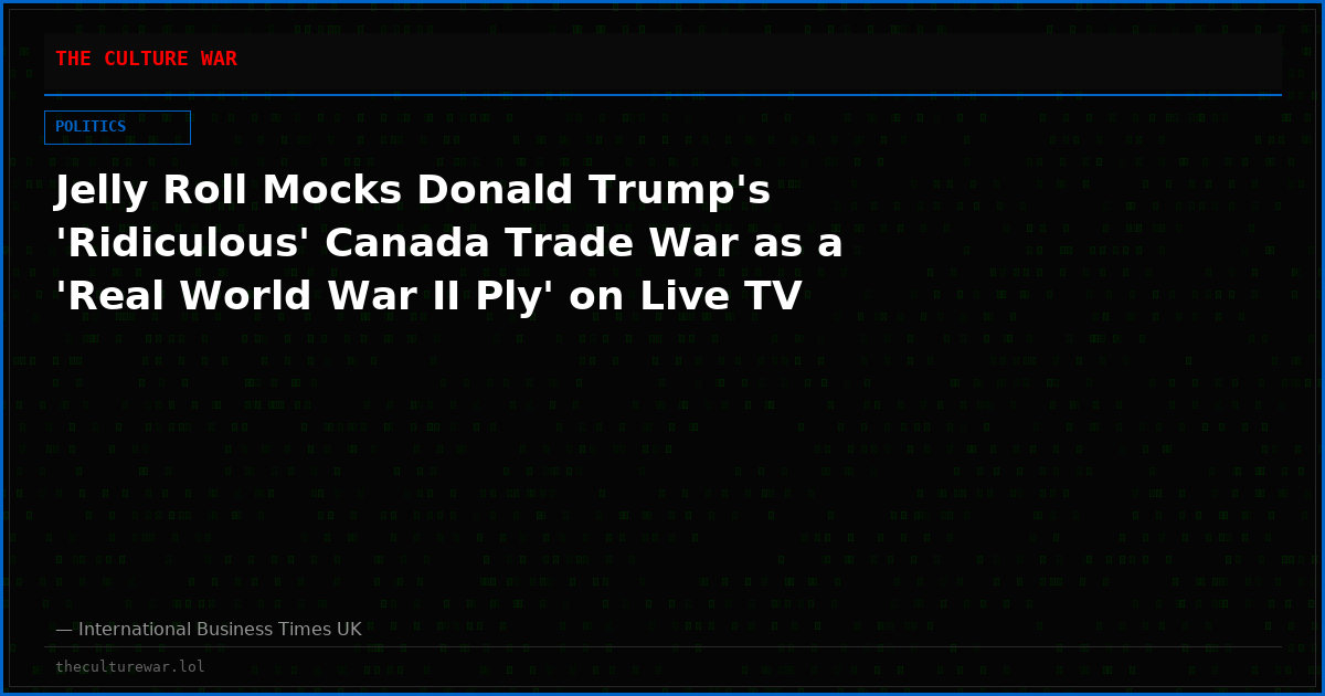 Jelly Roll Mocks Donald Trump's 'Ridiculous' Canada Trade War as a 'Real World War II Ply' on Live TV