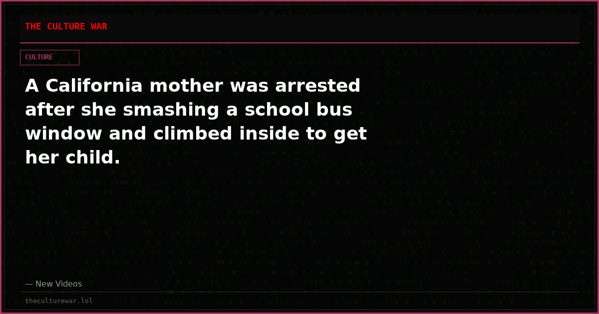 A California mother was arrested after she smashing a school bus window and climbed inside to get her child.