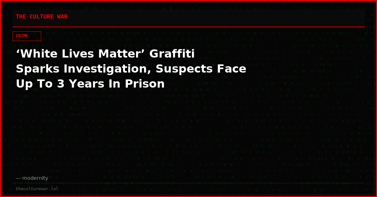 ‘White Lives Matter’ Graffiti Sparks Investigation, Suspects Face Up To 3 Years In Prison