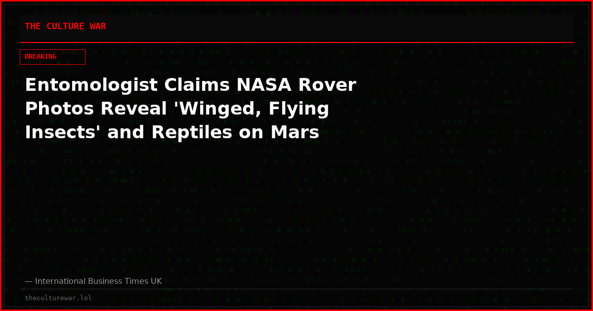 Entomologist Claims NASA Rover Photos Reveal 'Winged, Flying Insects' and Reptiles on Mars