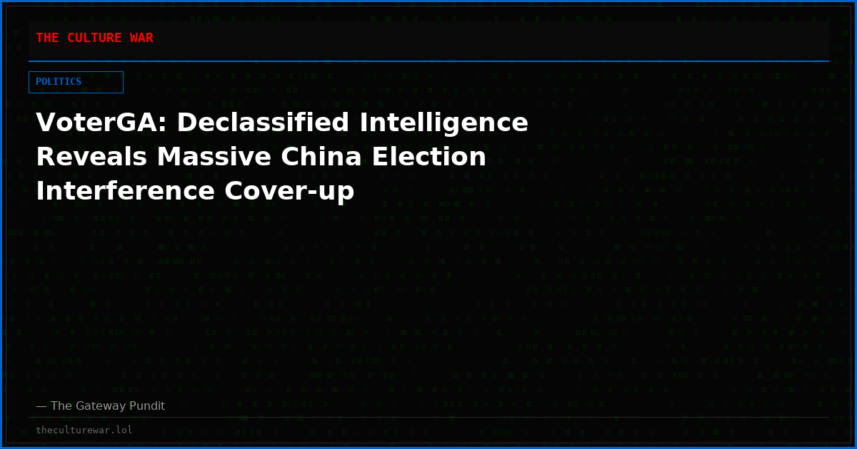 VoterGA: Declassified Intelligence Reveals Massive China Election Interference Cover-up