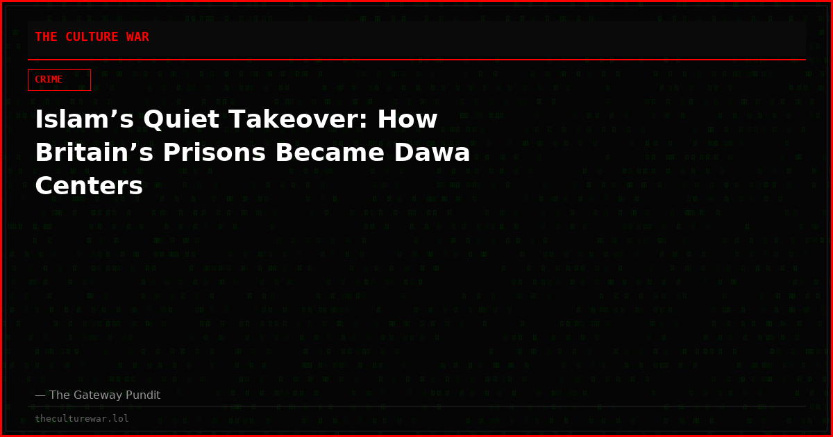 Islam’s Quiet Takeover: How Britain’s Prisons Became Dawa Centers