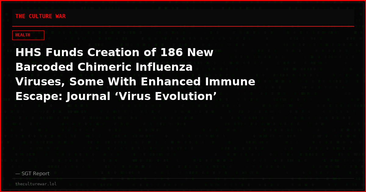 HHS Funds Creation of 186 New Barcoded Chimeric Influenza Viruses, Some With Enhanced Immune Escape: Journal ‘Virus Evolution’