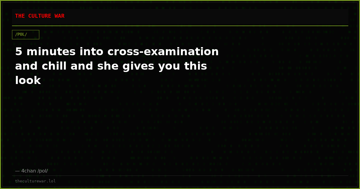 5 minutes into cross-examination and chill and she gives you this look