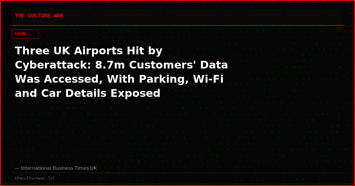 Three UK Airports Hit by Cyberattack: 8.7m Customers' Data Was Accessed, With Parking, Wi-Fi and Car Details Exposed
