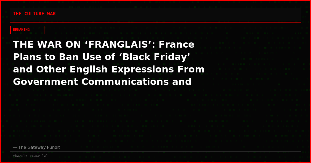 THE WAR ON ‘FRANGLAIS’: France Plans to Ban Use of ‘Black Friday’ and Other English Expressions From Government Communications and Online Ads