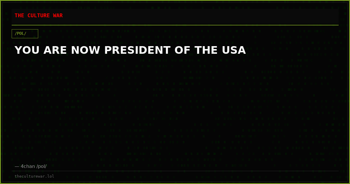 YOU ARE NOW PRESIDENT OF THE USA