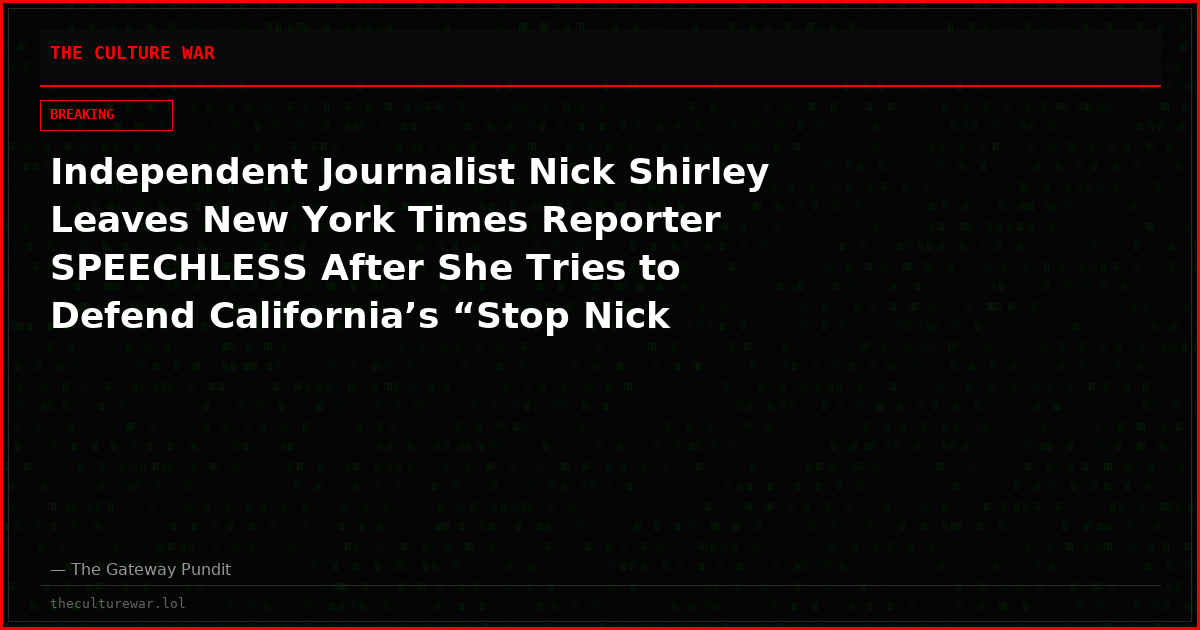 Independent Journalist Nick Shirley Leaves New York Times Reporter SPEECHLESS After She Tries to Defend California’s “Stop Nick Shirley Act” — Then She Allegedly Cuts the Interview Short