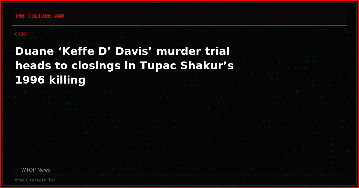 Duane ‘Keffe D’ Davis’ murder trial heads to closings in Tupac Shakur’s 1996 killing