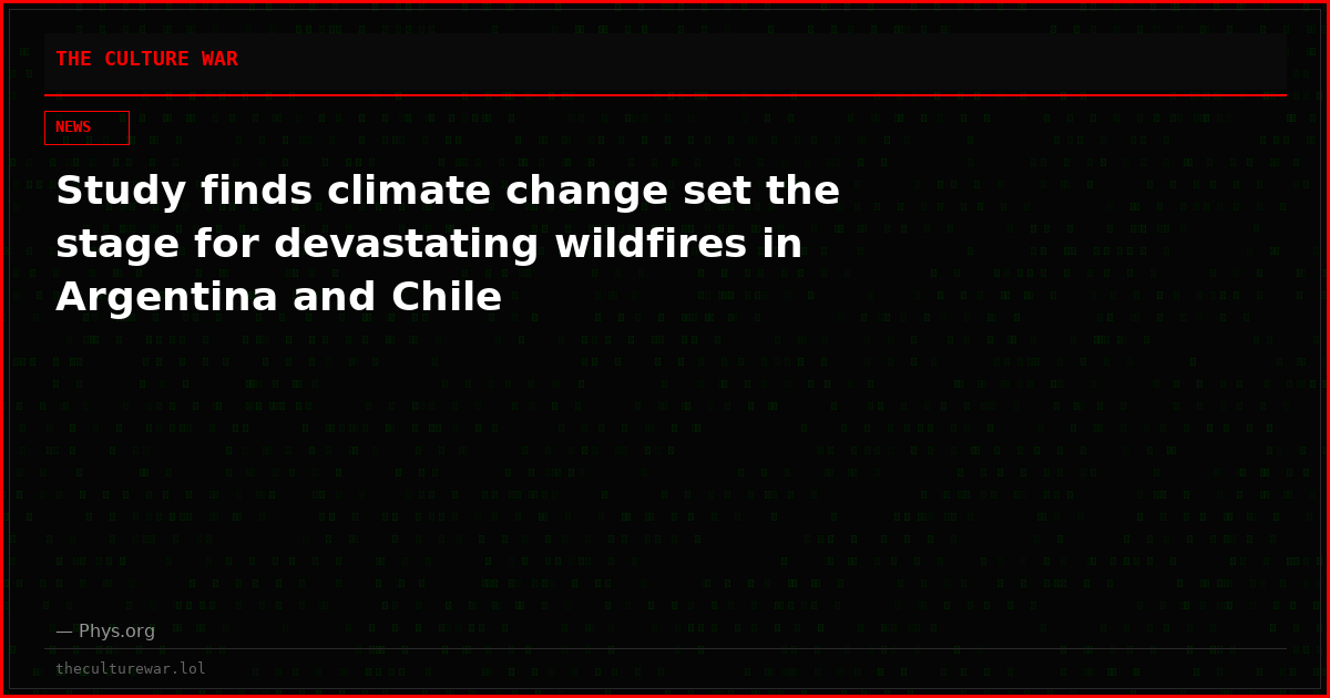Study finds climate change set the stage for devastating wildfires in Argentina and Chile