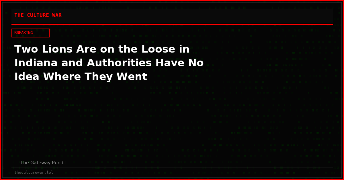 Two Lions Are on the Loose in Indiana and Authorities Have No Idea Where They Went