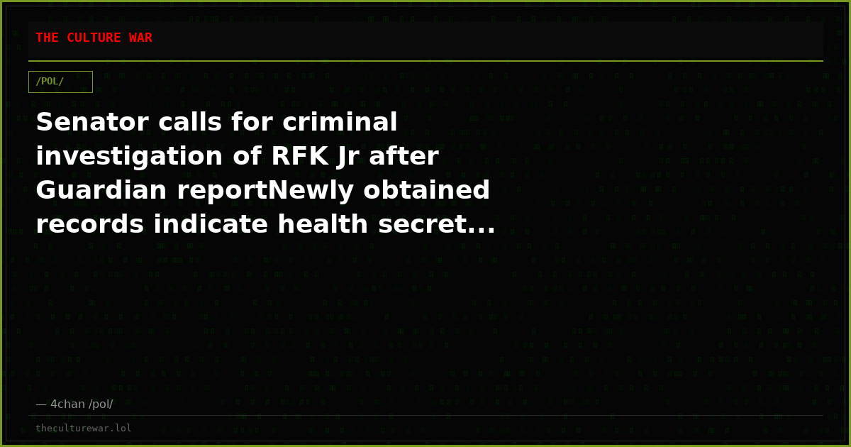 Senator calls for criminal investigation of RFK Jr after Guardian reportNewly obtained records indicate health secret...