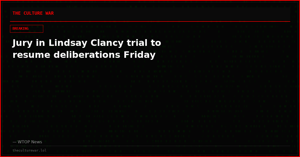 Jury in Lindsay Clancy trial to resume deliberations Friday
