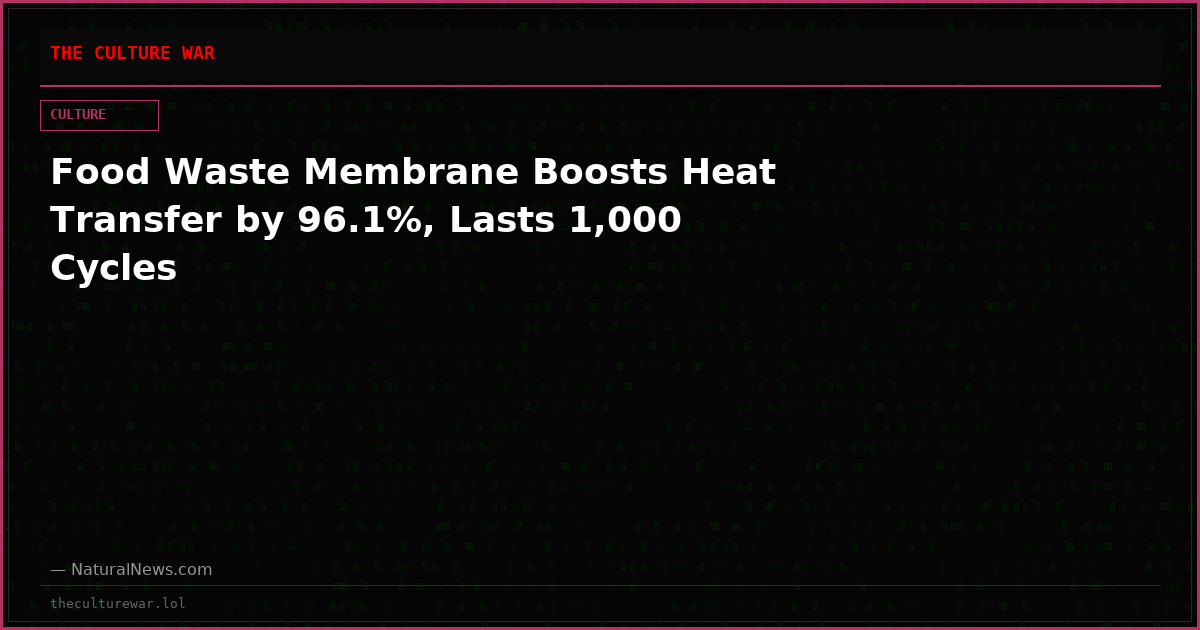 Food Waste Membrane Boosts Heat Transfer by 96.1%, Lasts 1,000 Cycles