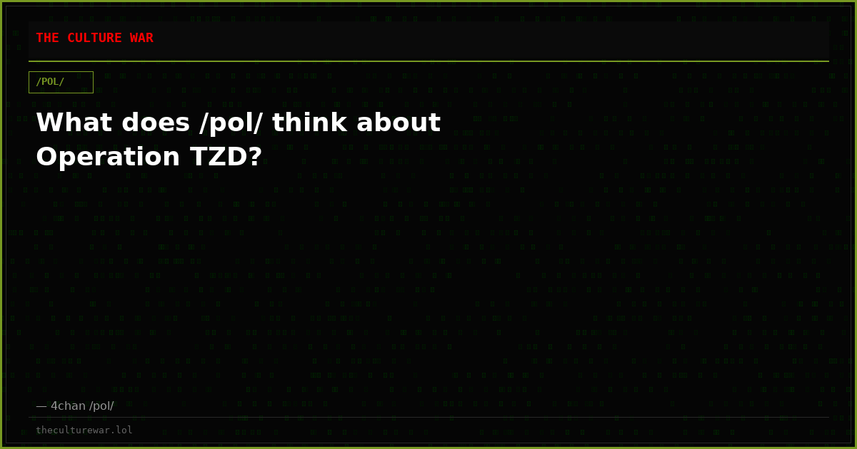 What does /pol/ think about Operation TZD?