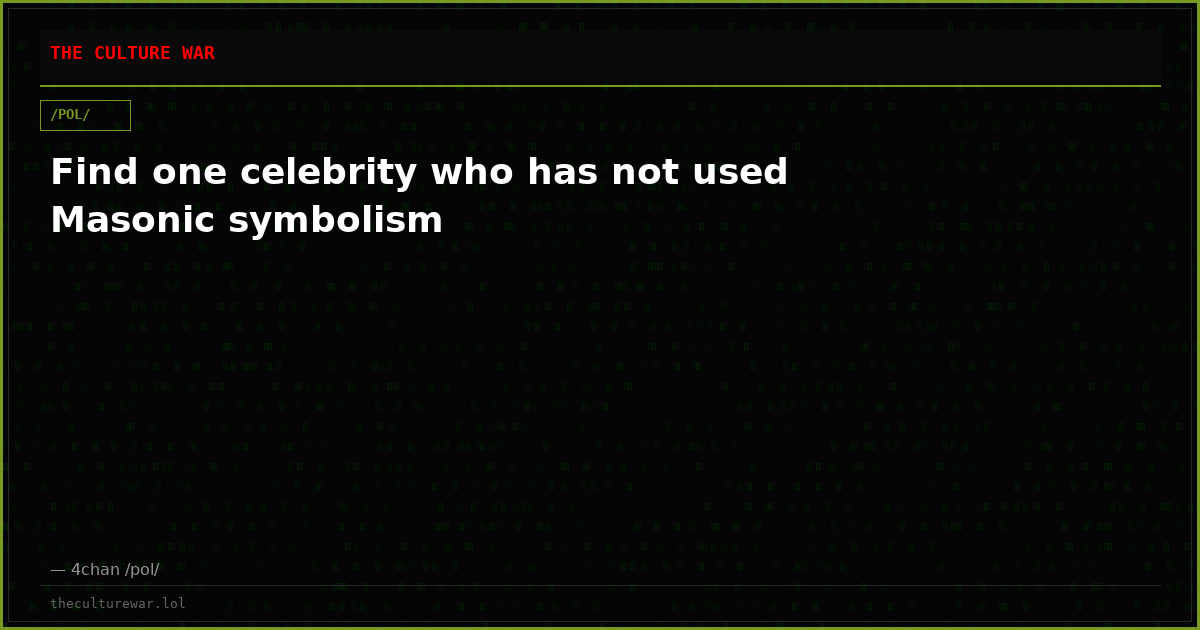 Find one celebrity who has not used Masonic symbolism