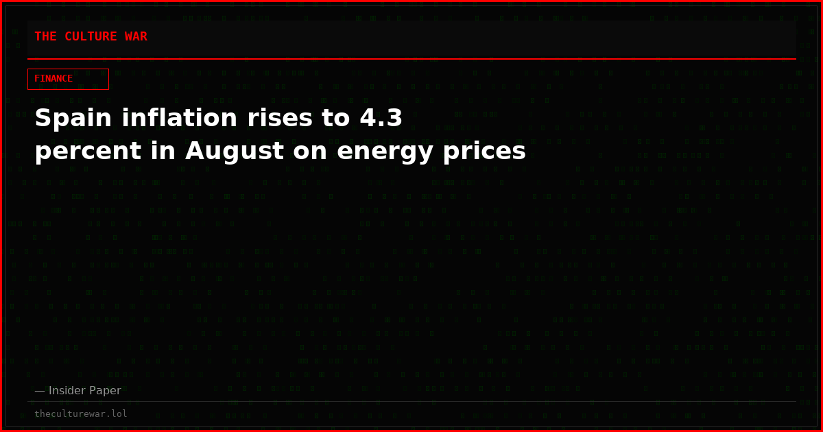 Spain inflation rises to 4.3 percent in August on energy prices