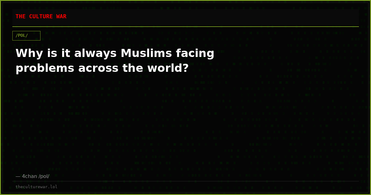 Why is it always Muslims facing problems across the world?