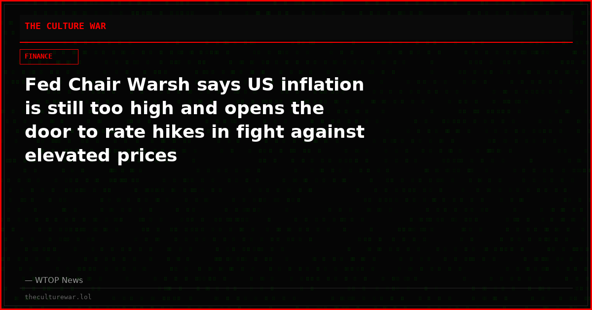 Fed Chair Warsh says US inflation is still too high and opens the door to rate hikes in fight against elevated prices