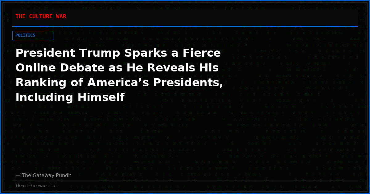 President Trump Sparks a Fierce Online Debate as He Reveals His Ranking of America’s Presidents, Including Himself