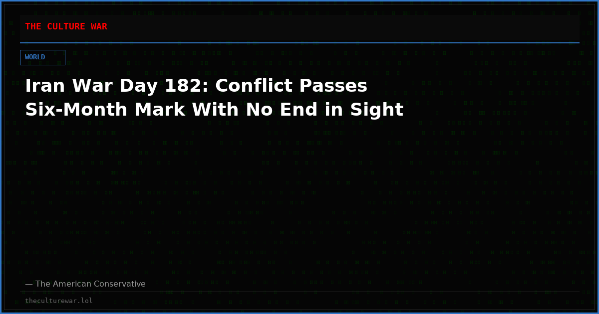Iran War Day 182: Conflict Passes Six-Month Mark With No End in Sight