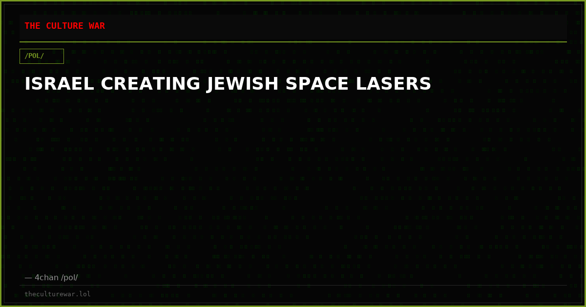 ISRAEL CREATING JEWISH SPACE LASERS