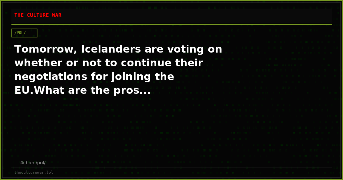 Tomorrow, Icelanders are voting on whether or not to continue their negotiations for joining the EU.What are the pros...