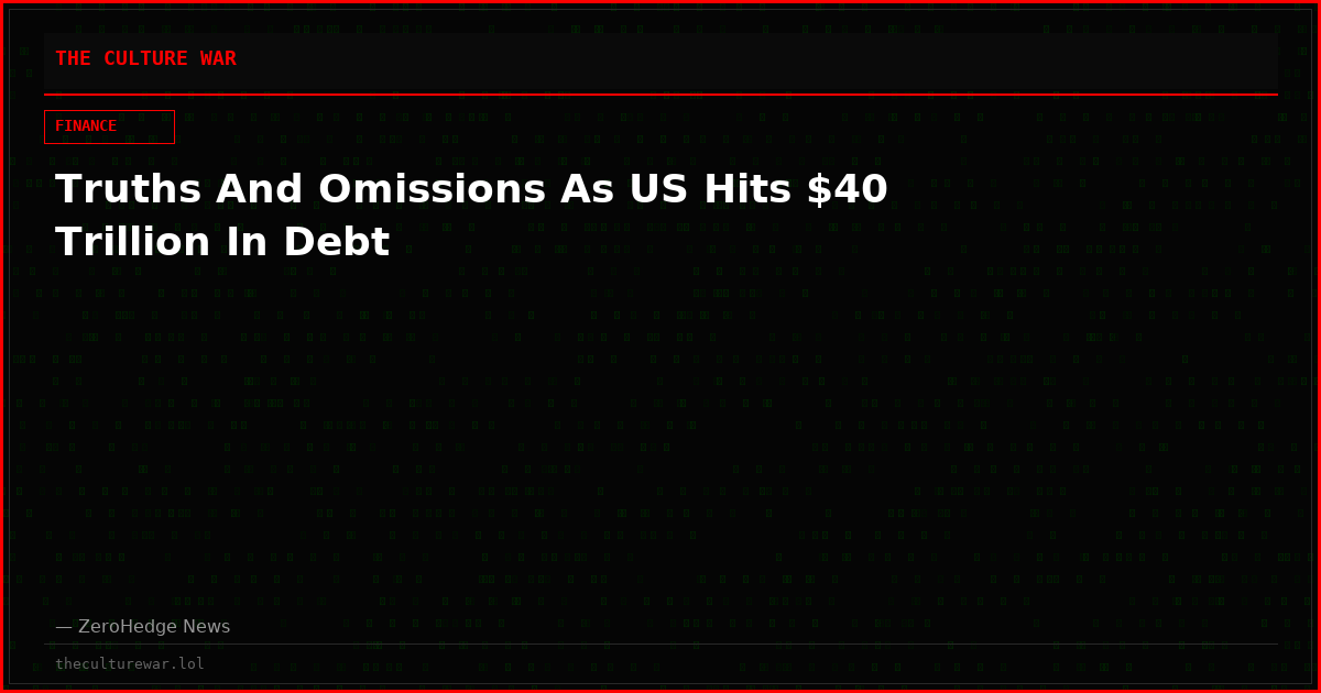 Truths And Omissions As US Hits $40 Trillion In Debt