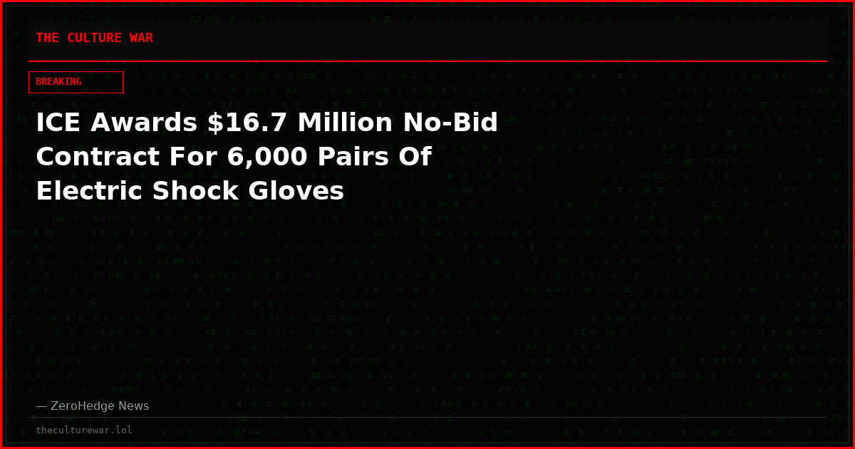 ICE Awards $16.7 Million No-Bid Contract For 6,000 Pairs Of Electric Shock Gloves