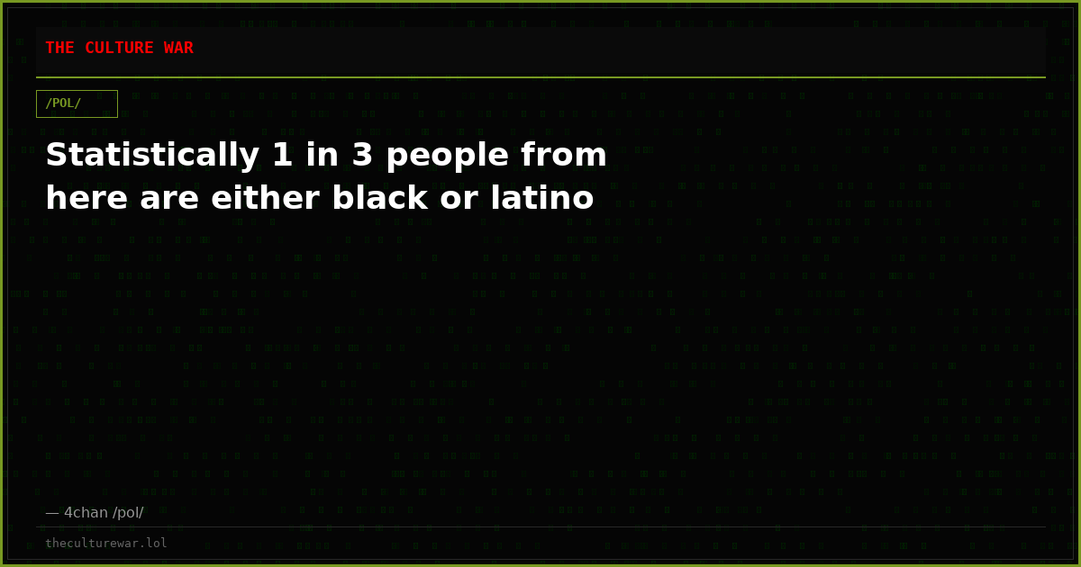Statistically 1 in 3 people from here are either black or latino